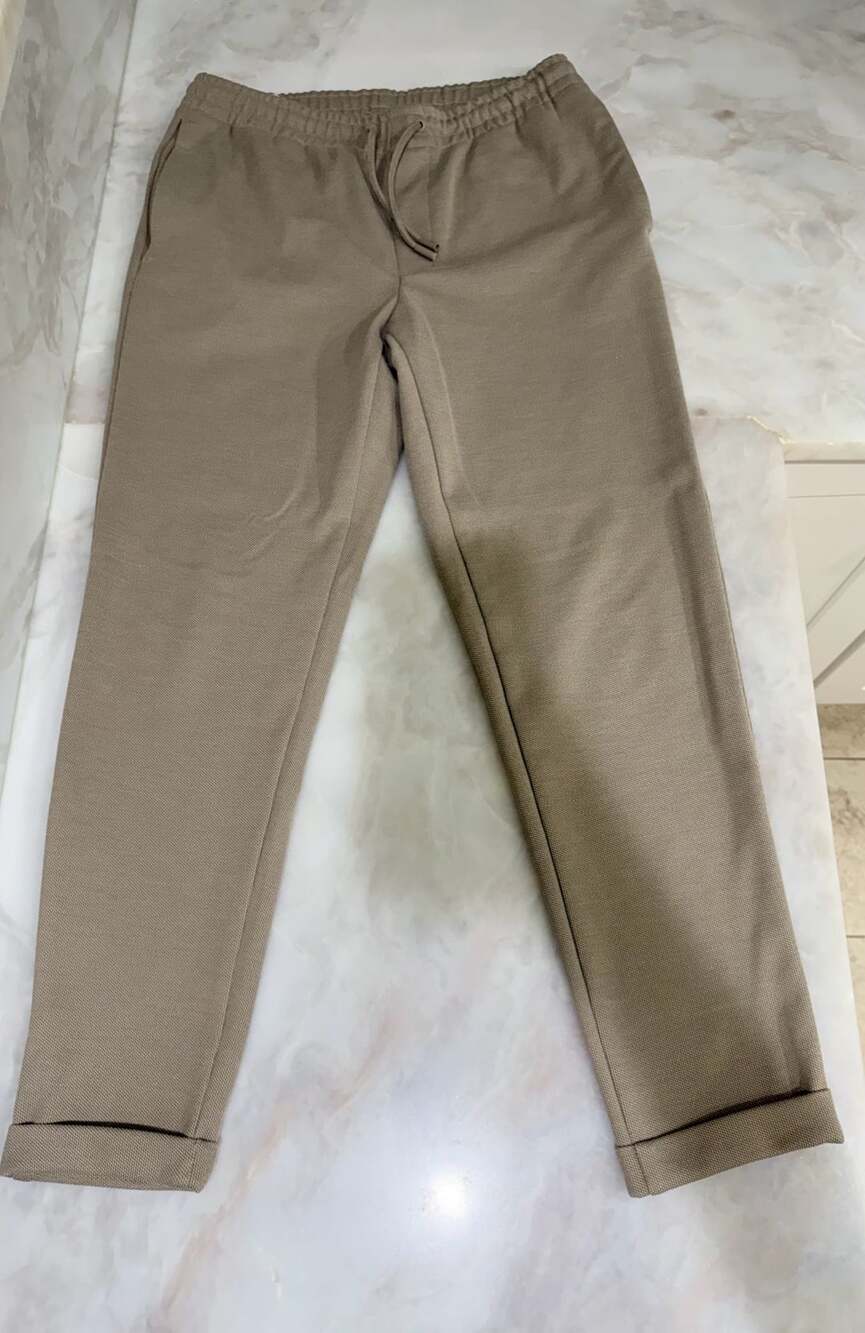 Zara Textured Waffle Knit Drawstring Trousers